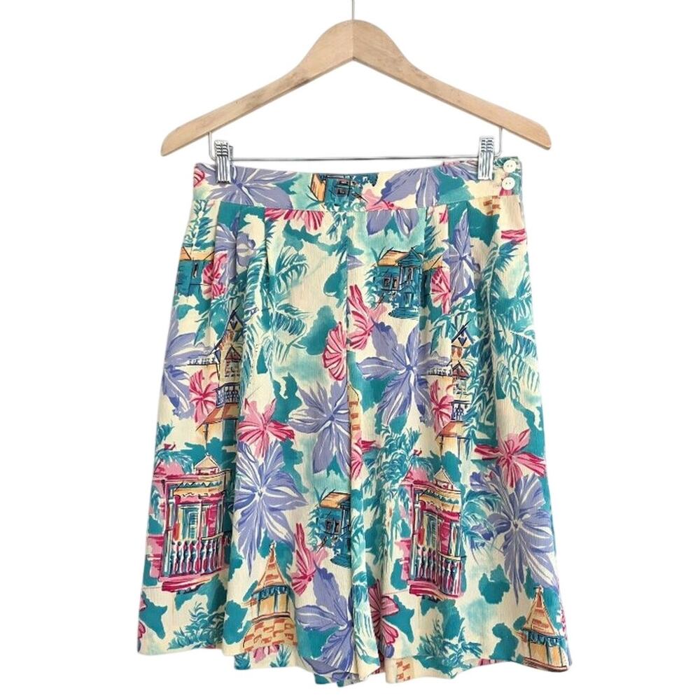 Vintage Internationale Collection Tropical Shorts Size 12 Pleated Novelty Print